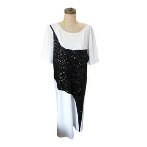 Eloquii Size 20 Plus Size Black White Sequin STRETCH Knit Dress NWT
